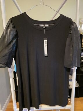 Womens Black Shortsleeved Top Blouse